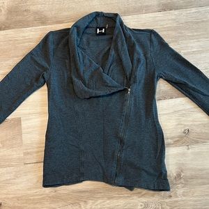 H by Bordeaux Dark Gray Asymmetrical Zip Cardigan